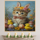 Kitten in Easter Outfit, Sweet Spring Artwork for Cat Lovers, Perfect Easter Gift, Cute Cat Portrait for Home Decor, Wall Art on Canvas Wrap, Framed Print, or Rolled Artwork for Living Room or Bedroom